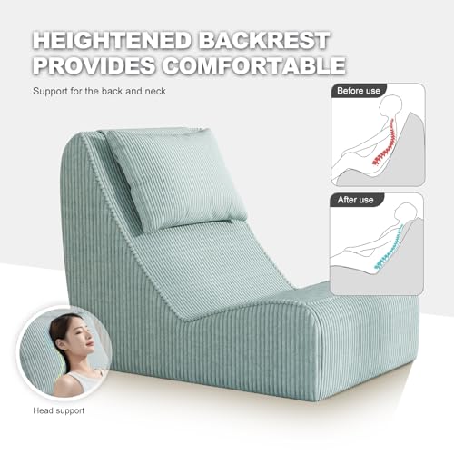 Corduroy Bean Bag Chair with Neck Pillow and Ottoman F38530