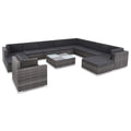 12 Piece Gray Poly Rattan Patio Sofa Conversation Set with Coffee Table and Ottoman X766630
