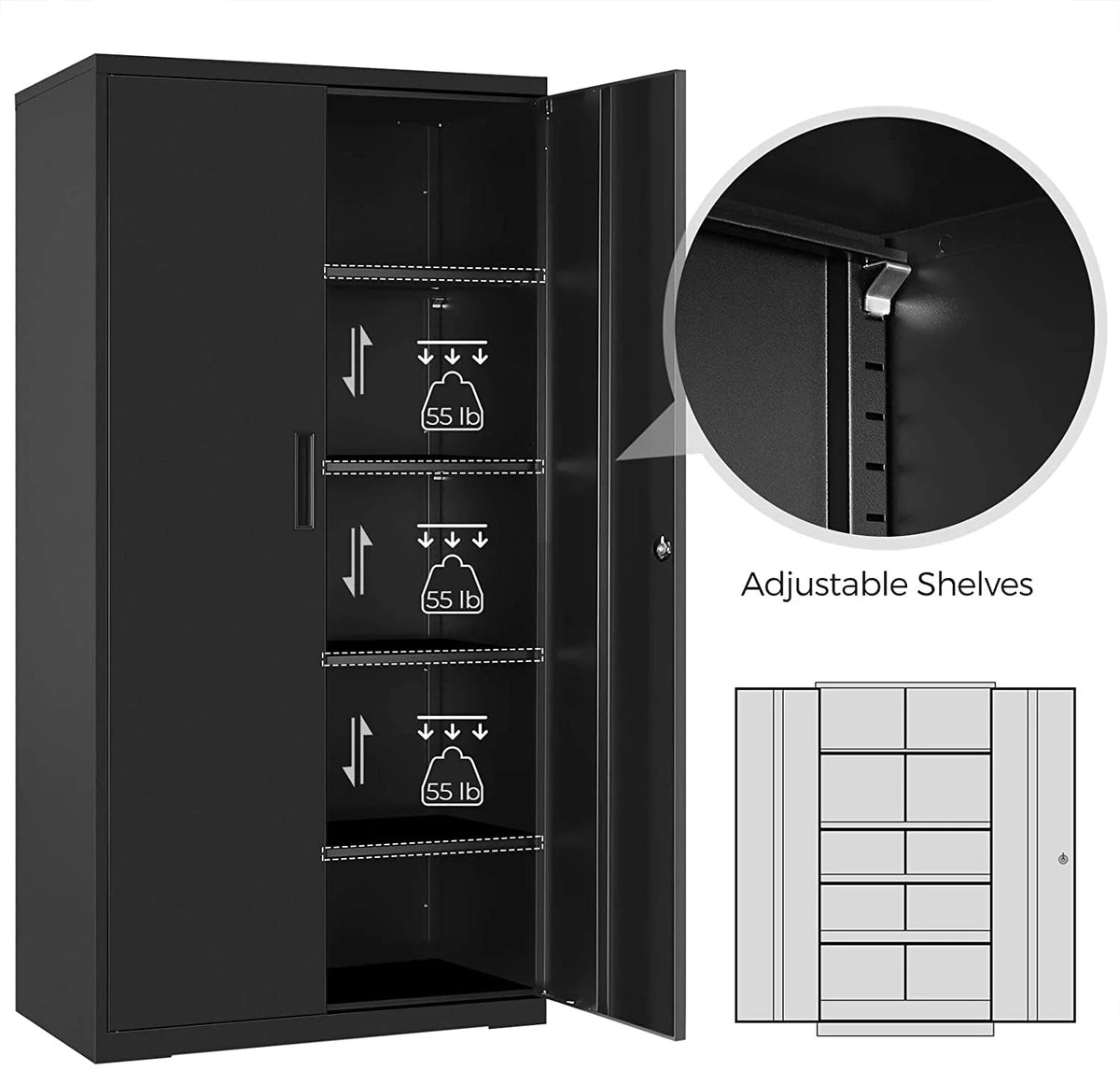 Metal Storage Cabinet with Doors and Shelves I559