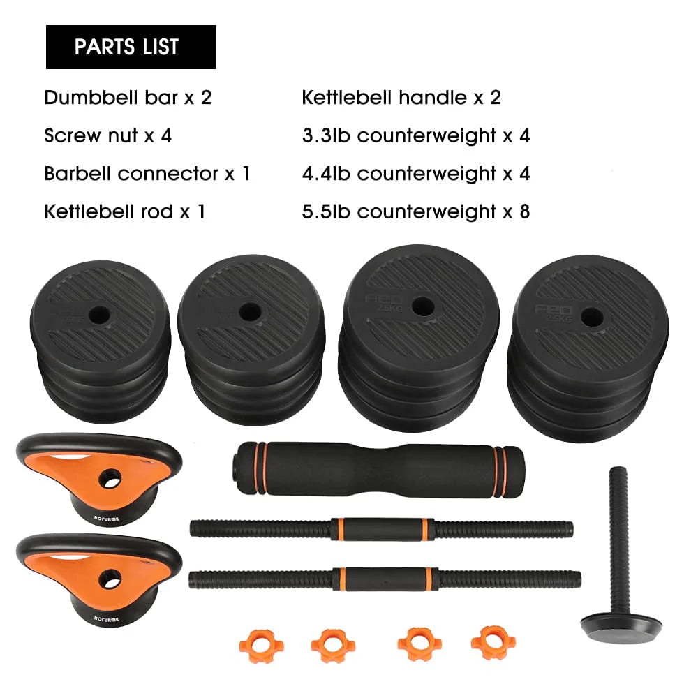 Adjustable Dumbbell Barbell Kettlebell Set Y5215