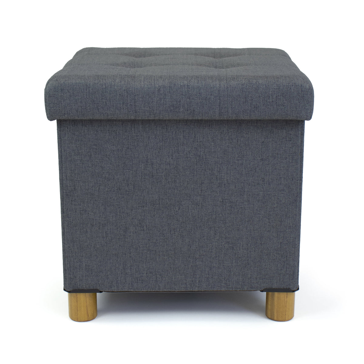 Dark Grey Collapsible Cube Storage Ottoman Foot Stool with Tray V445