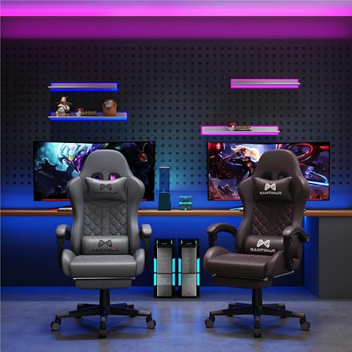 White High Back Gaming Chair with Footrest and Lumbar Support K5105