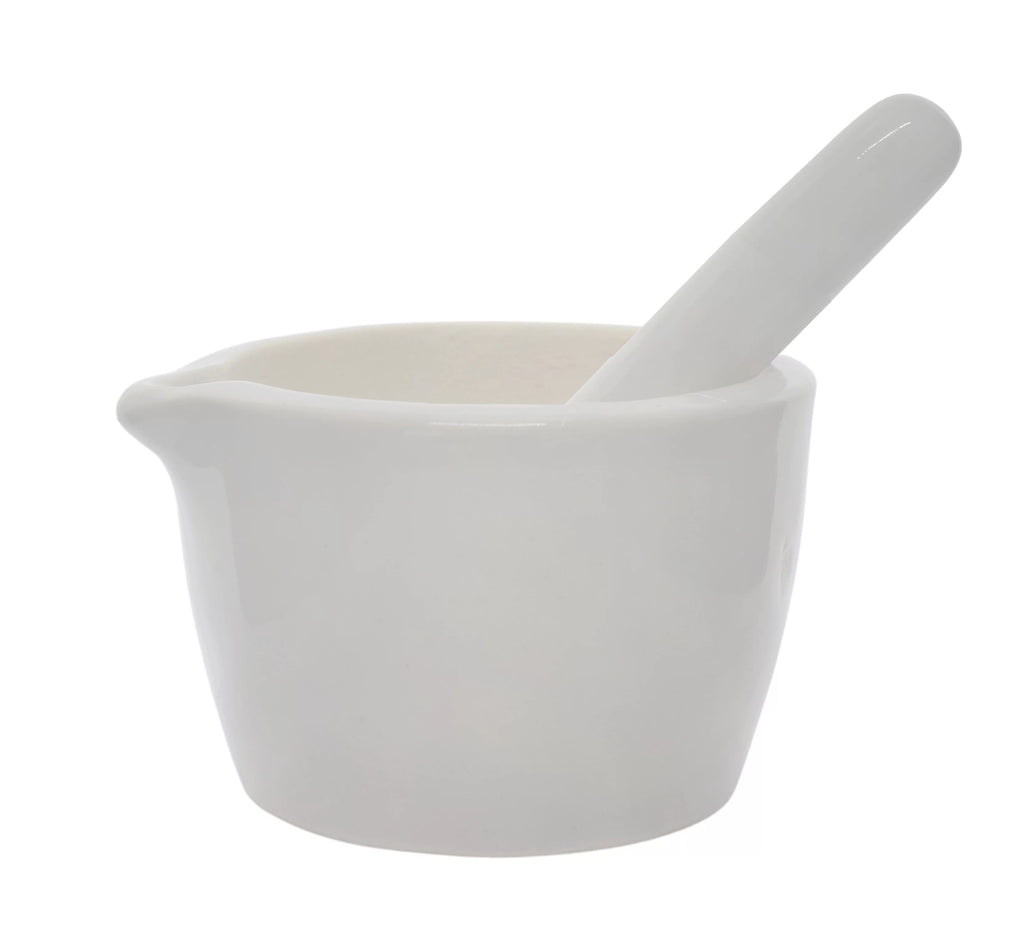 Porcelain Mortar & Pestle Set, 5oz Unglazed White U585