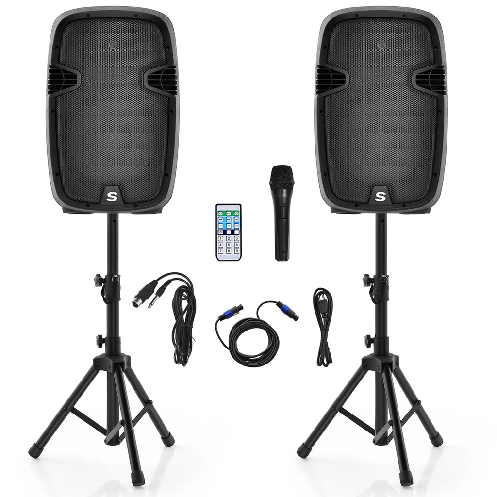 2000W Powered Speakers with Speaker Stands X40789