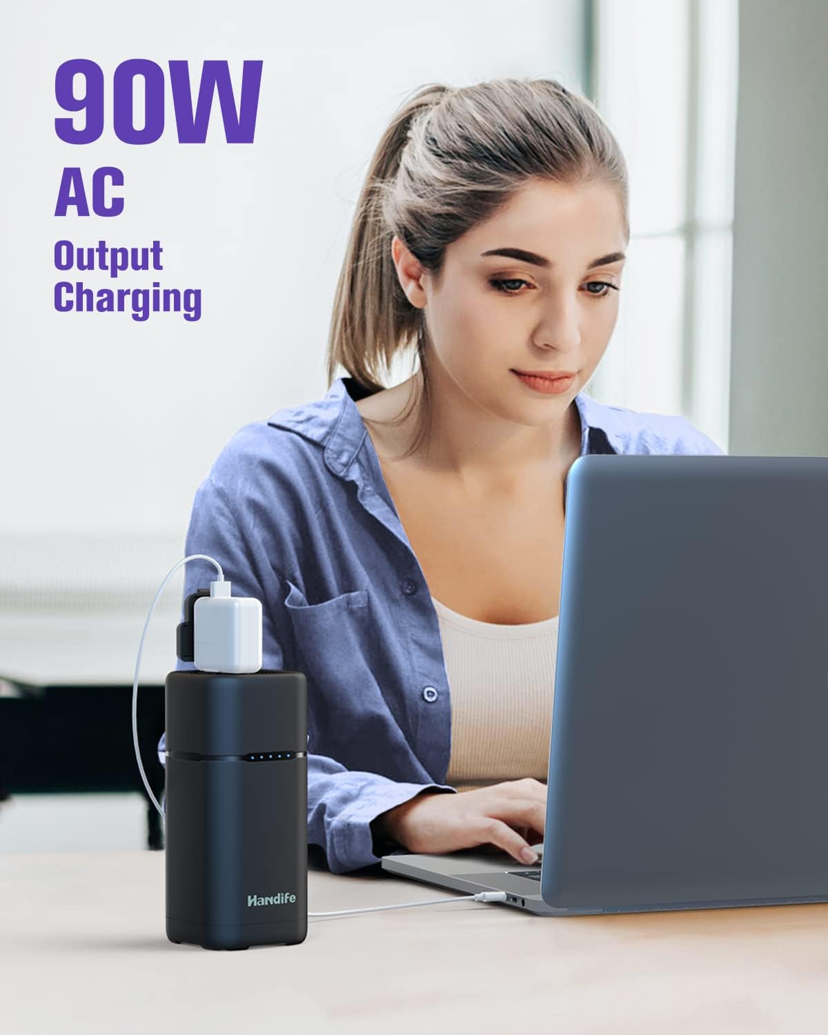 Portable Power Station 20000mAh 110V/90W Portable Laptop Charger AC Outlet USB PD 30W/QC 3.0 N26901