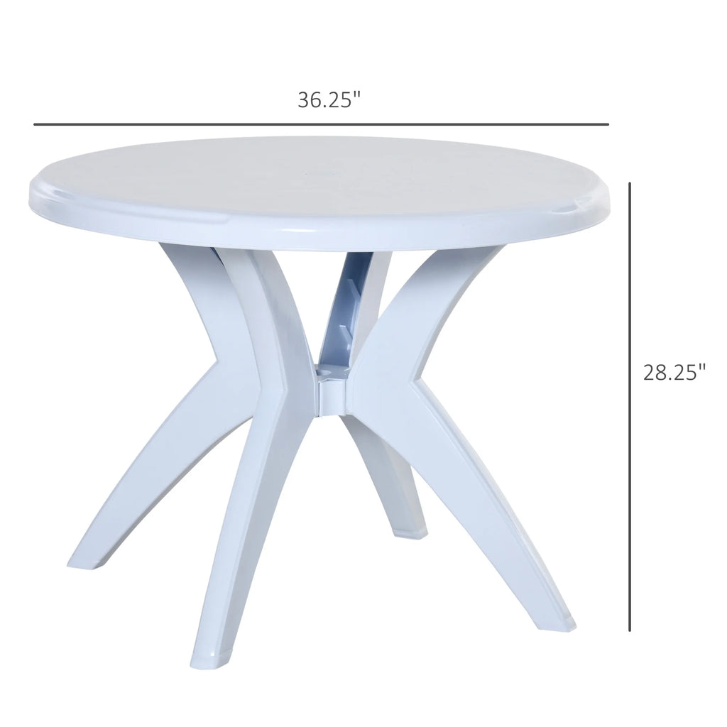 Round Plastic Patio Table with Umbrella Hole X889684