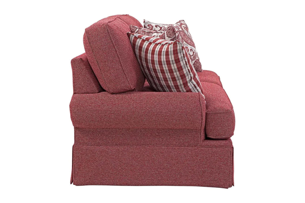 Rustic Red Sofa with Four Accent Pillows I188