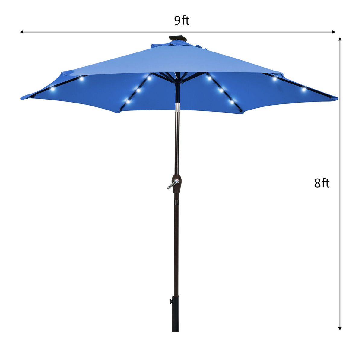 9 ft Patio Table Market Umbrella with Solar LED Lights D620