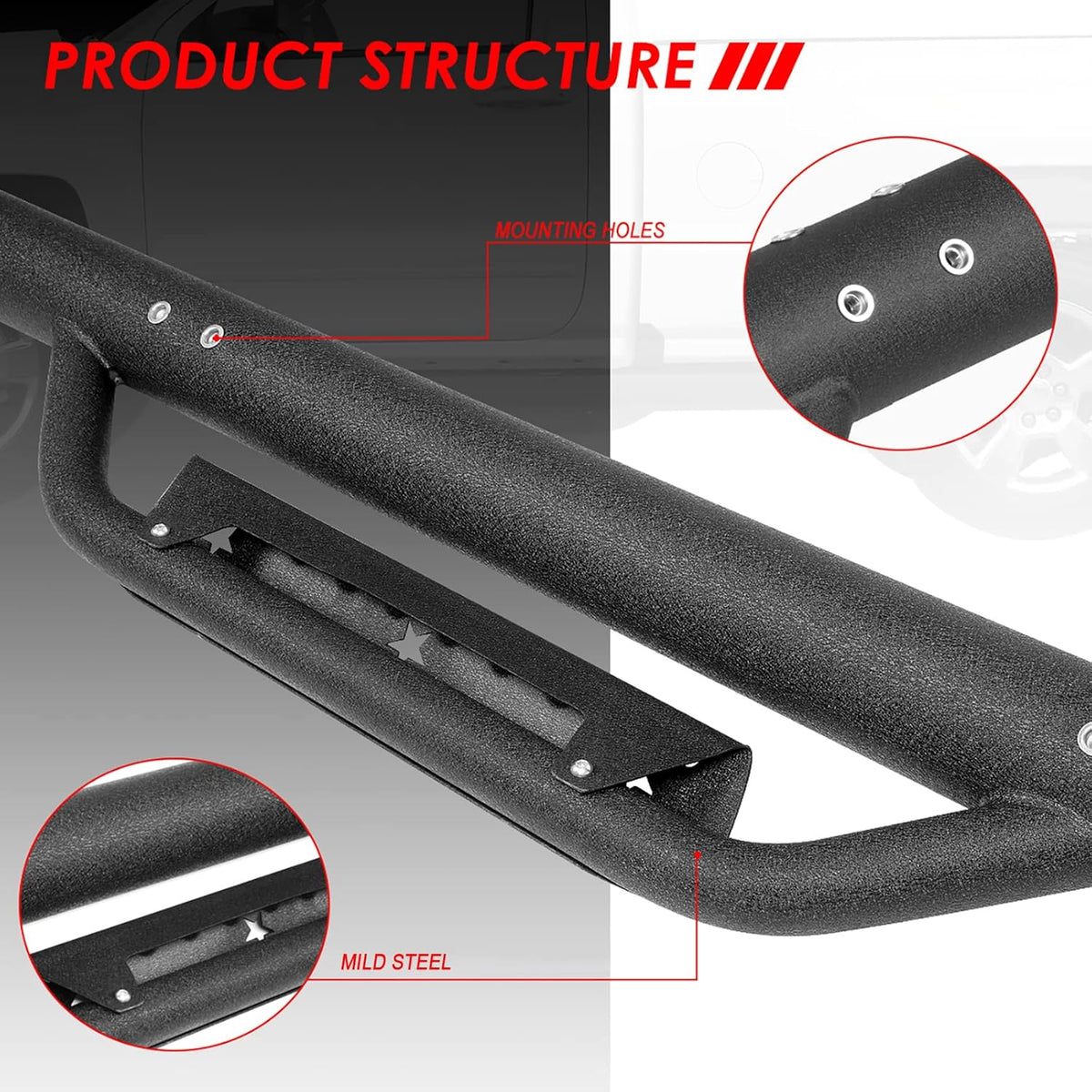 Black Mild Steel Running Boards N681463