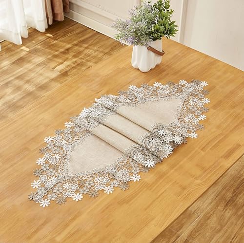 Beige Floral Lace Table Runner 120 inches C665192