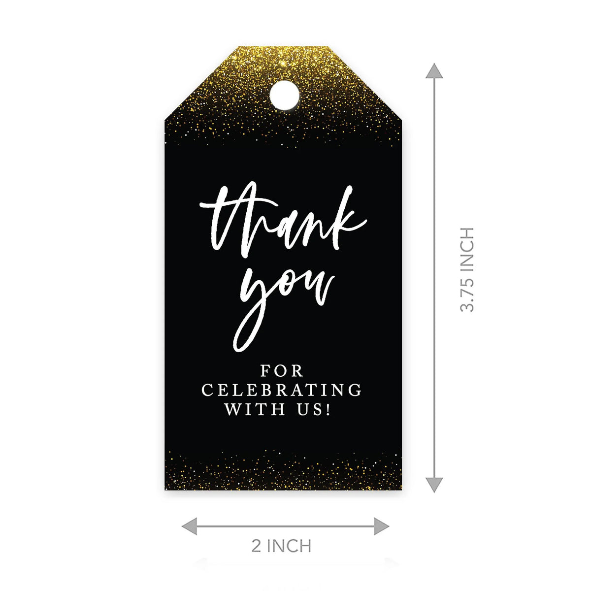 100 Pk Gold Glitter Cardstock Favor Tags P326