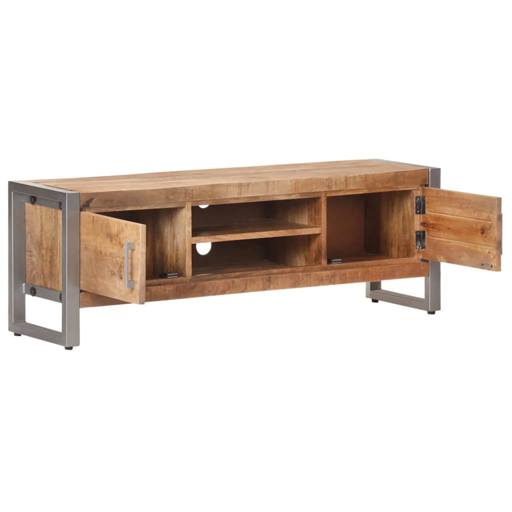 Rough Mango Wood TV Cabinet with 2 Doors and 2 Compartments N6622