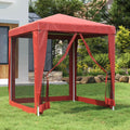 Red Party Tent with 4 Mesh Sidewalls 6.6'x6.6' HDPE F456728