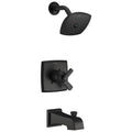Matte Black Finish Tub and Shower Combo Faucet with Cartridge, Handles, and Valve Y912627