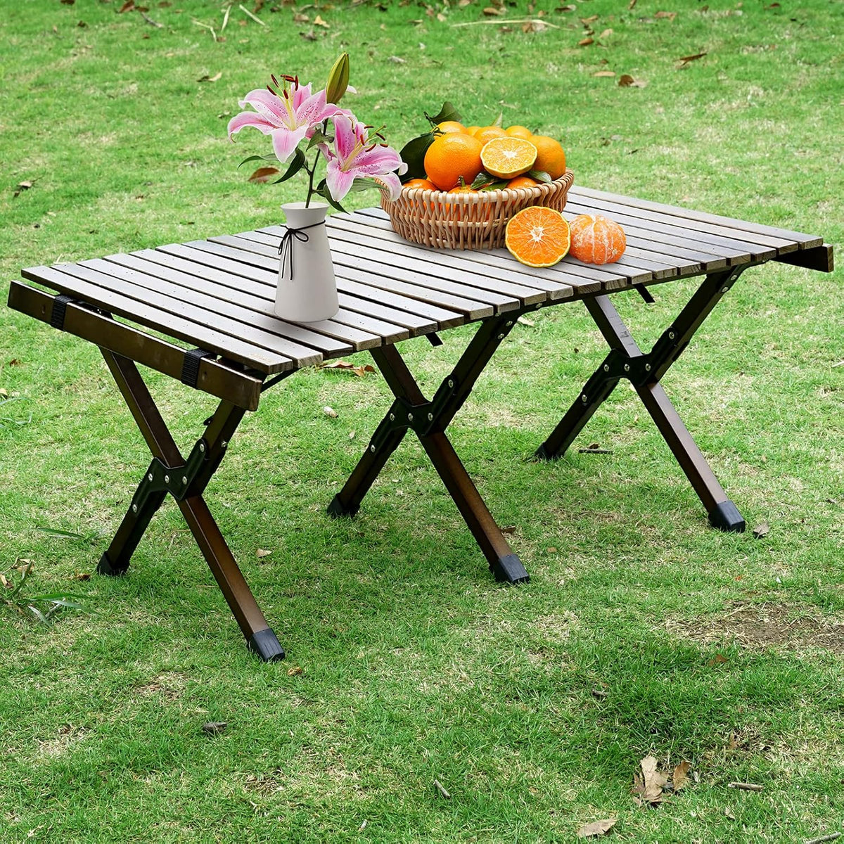 Portable Folding Wooden Camping Table with Carry Bag J5096