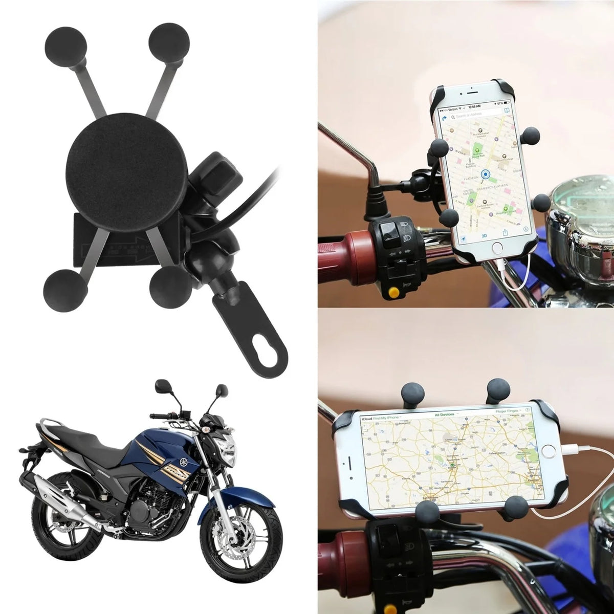Motorcycle Handlebar Mount Holder with USB Charger Q76192