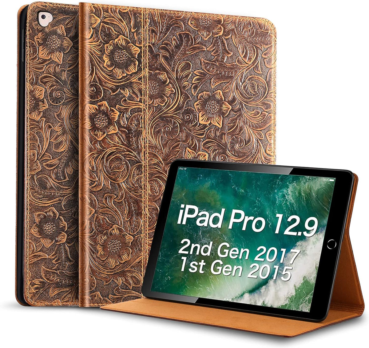 Genuine Leather Case for iPad Pro 12.9 inch 1st & 2nd Gen with Sleep/Wake Cover Q125939