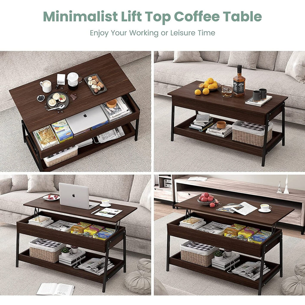 Lift Top Coffee Table with Storage Shelves Q4547