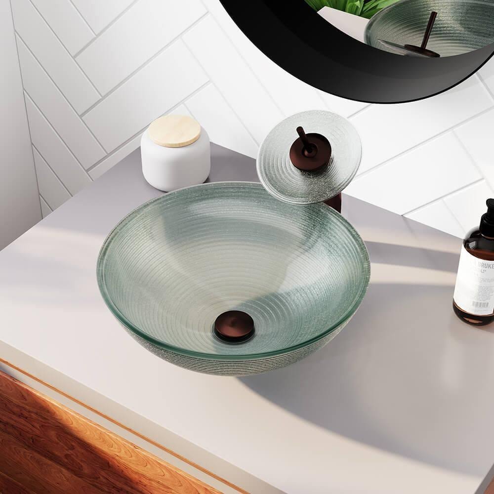 Oil Rubbed Bronze Bathroom Waterfall Faucet Ensemble R783