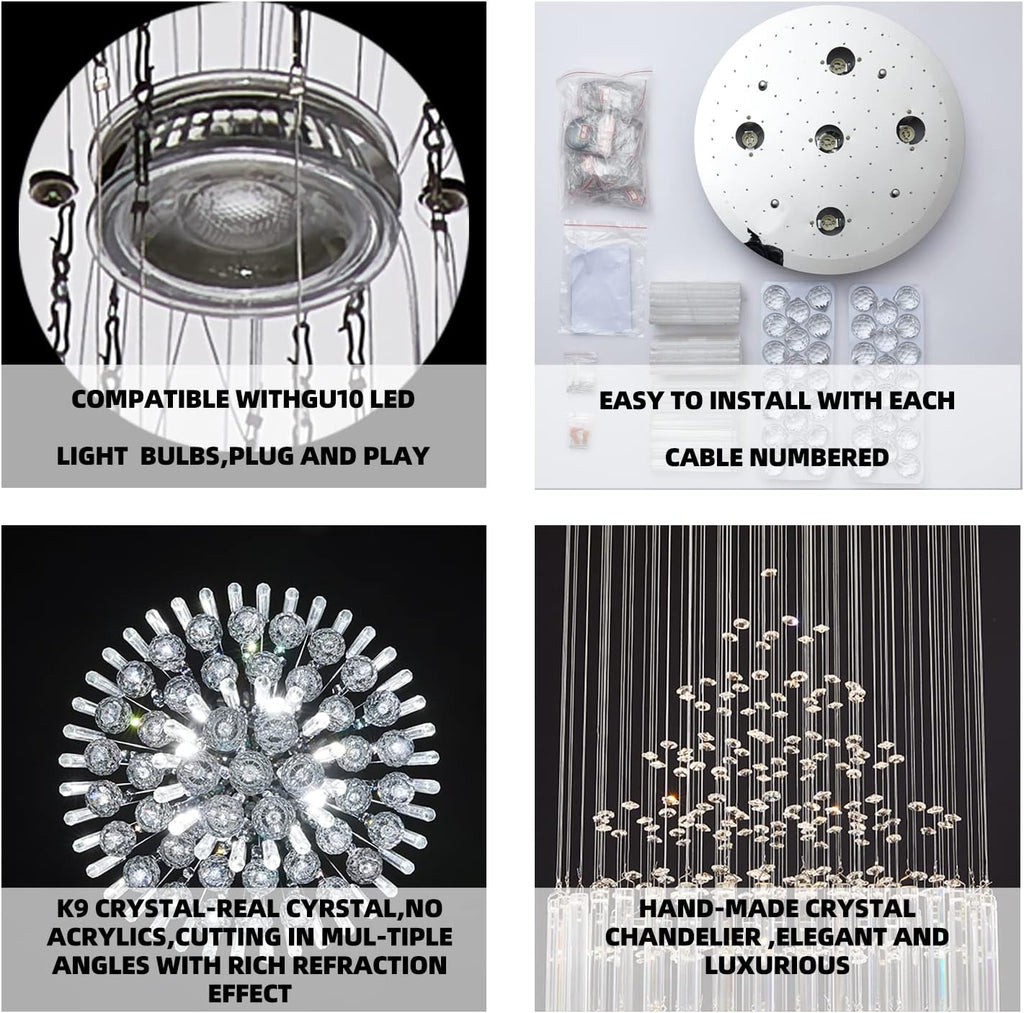 Crystal Raindrop 5-Lights Flush Mount Chandelier M810189