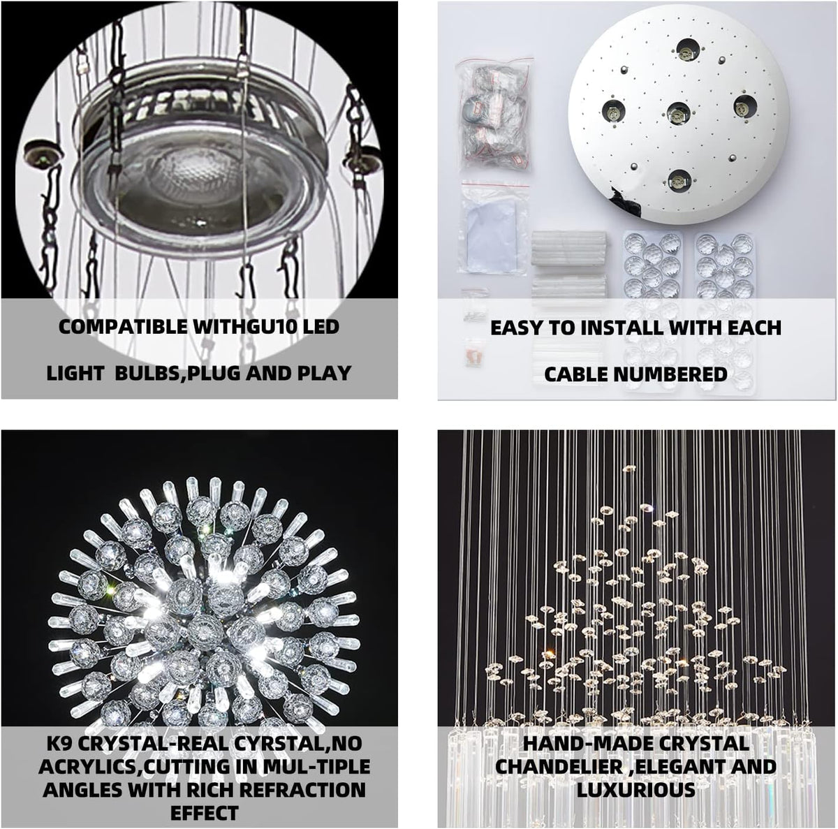 Crystal Raindrop 5-Lights Flush Mount Chandelier M810189