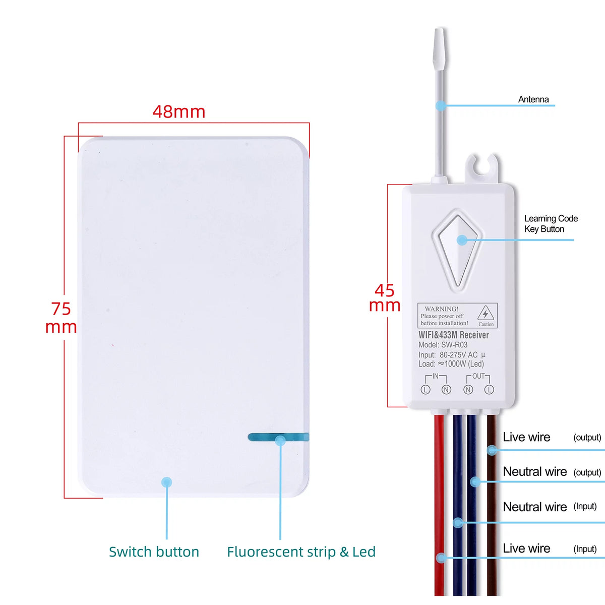 WiFi Mini Size Wireless 1-gang Switch D206859