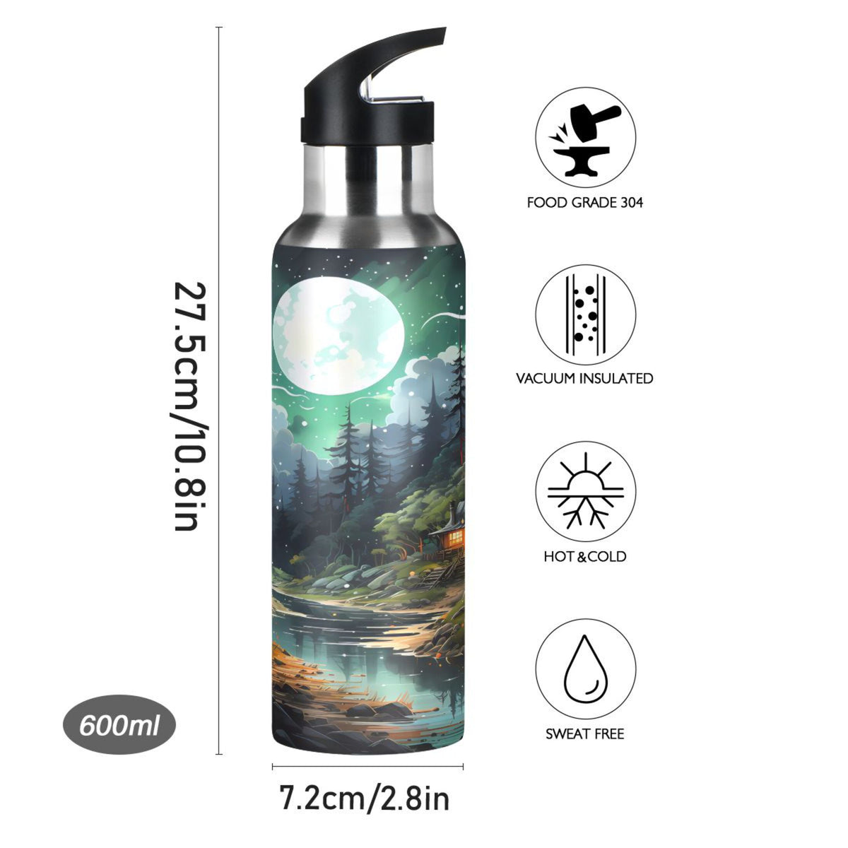 Stainless Steel Insulated Water Bottle with Straw Lid Z2667