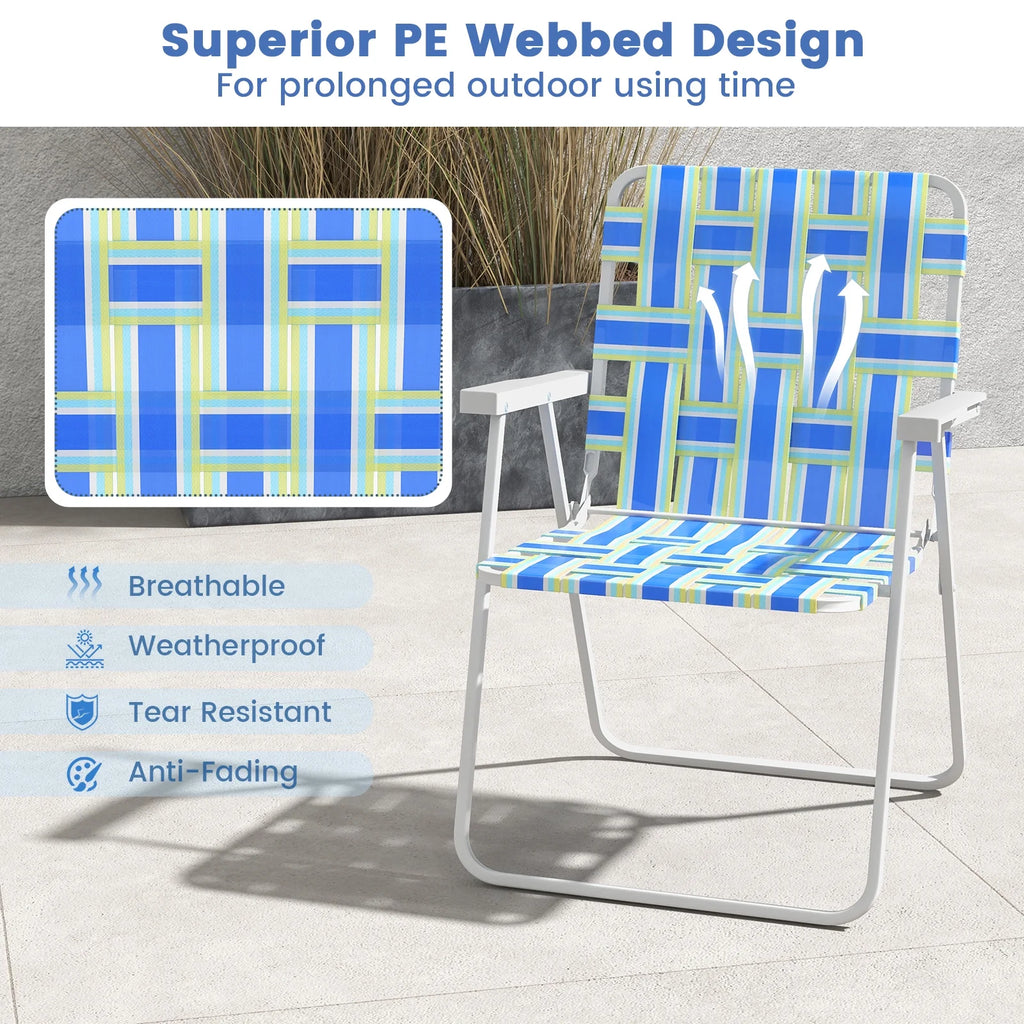 2PCS Lightweight Folding Beach Chair Blue N880581
