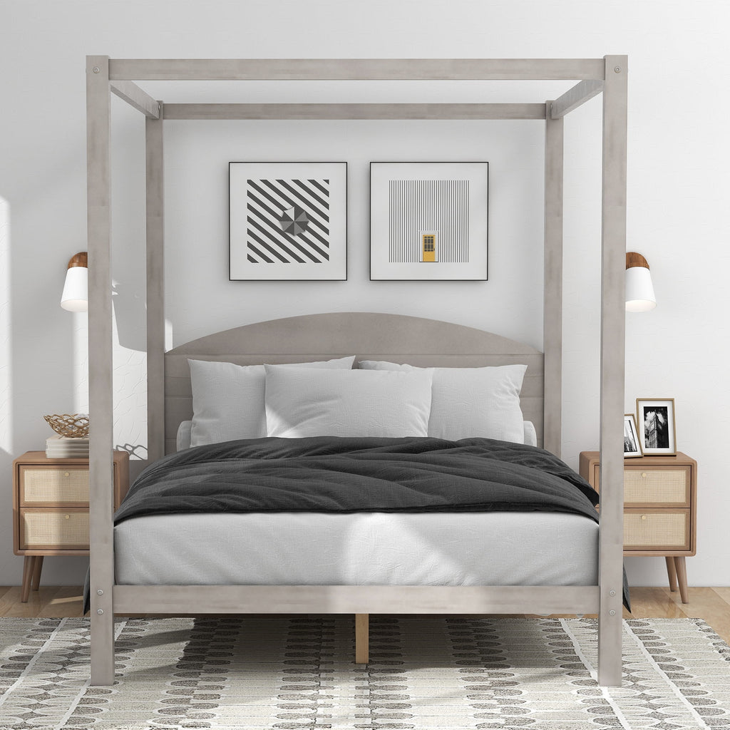 Queen Size Canopy Platform Bed with Headboard G213