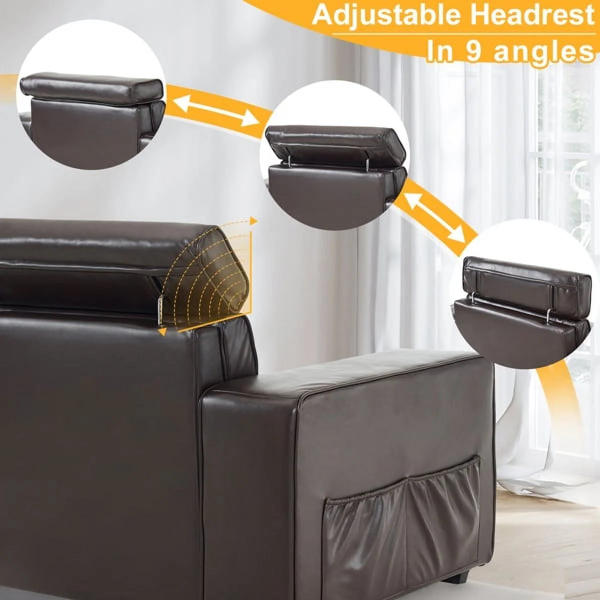 Retro PU Three-Seater Sofa Brown A226864
