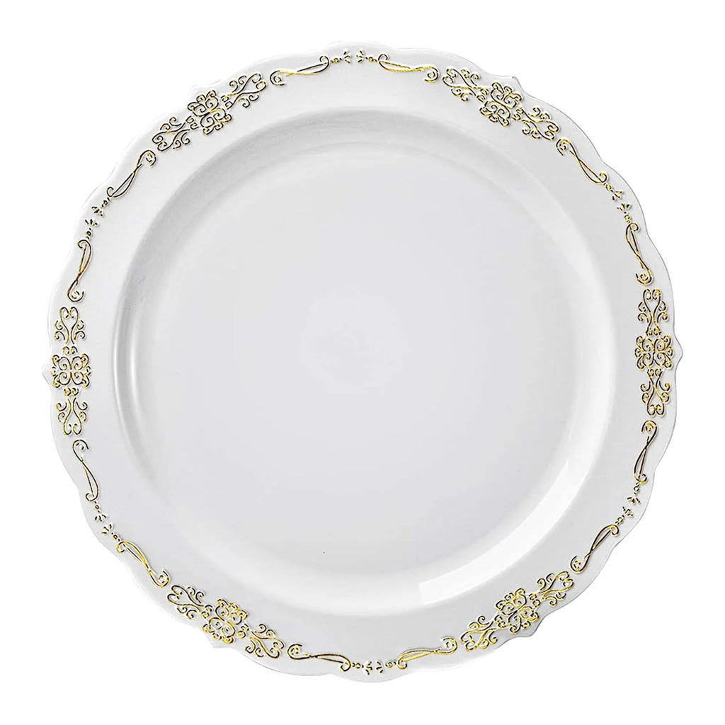 White Gold Disposable Plastic Wedding Value Set (60 Guests) F6272