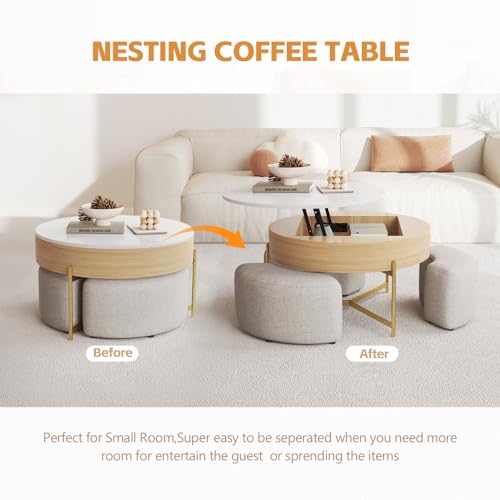 3 in 1 Lift Top Nesting Coffee Table with Storage T6194