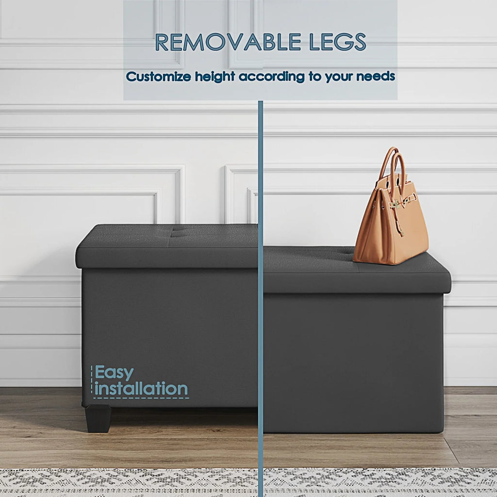 Grey Faux Leather Storage Ottoman Bench O727884