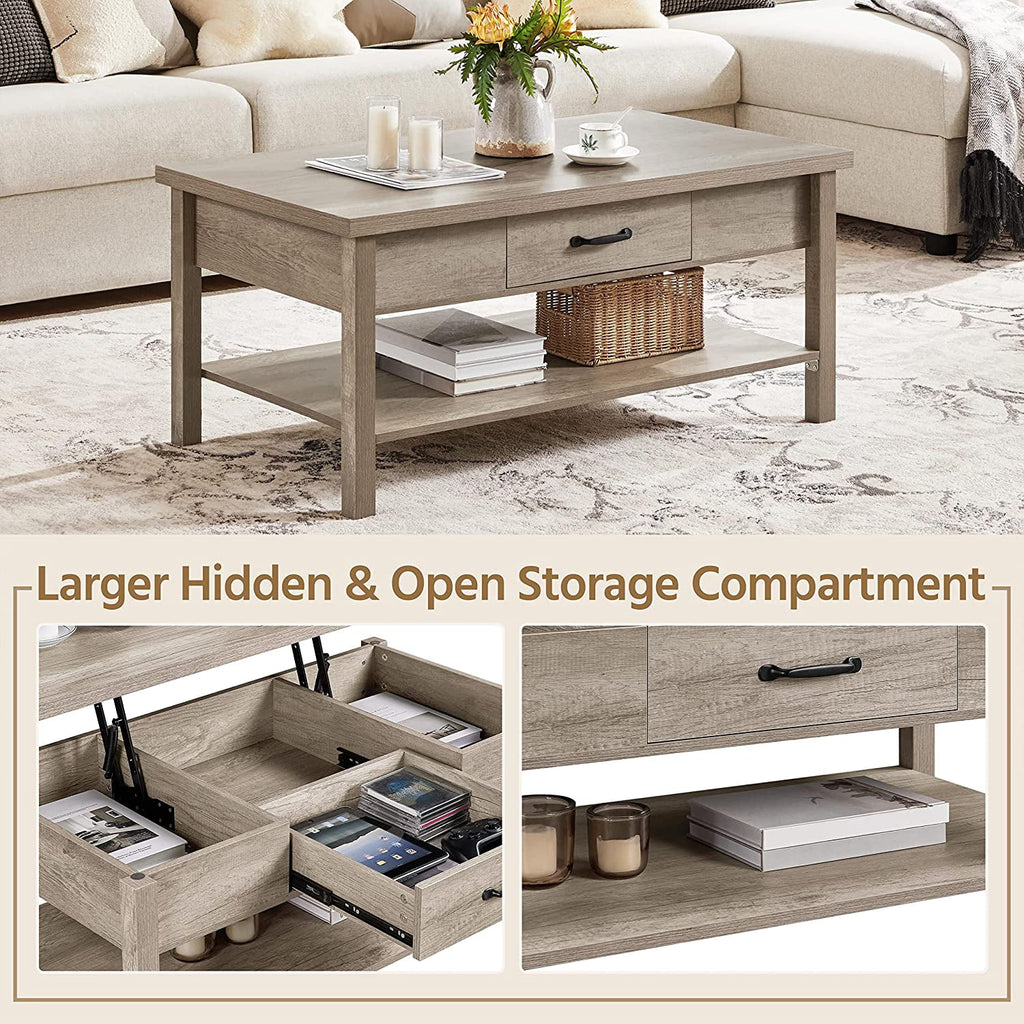 43in Lift Top Coffee Table with Storage Drawer L8836