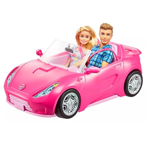 Barbie and Ken Doll with Wardrobe and Pink Two-Seater Convertible Car K92336