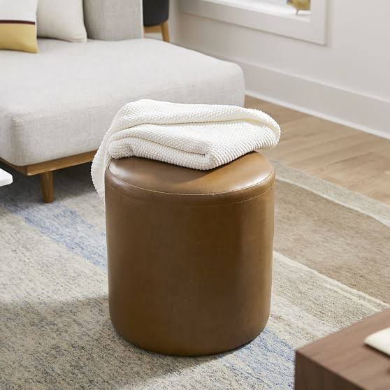 Vegan Leather Small Ottoman V14415