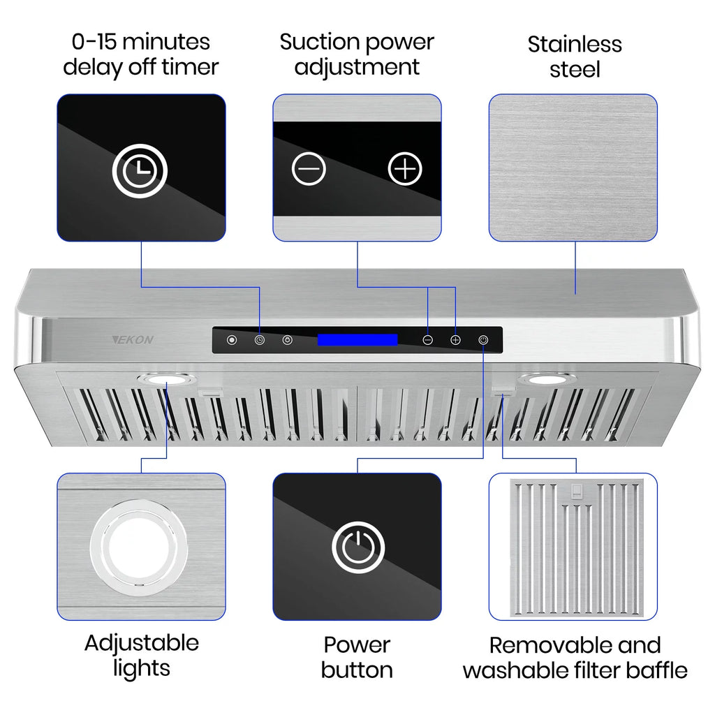36 inch 900 CFM Under Cabinet Range Hoods with Stainless Steel Filters E344