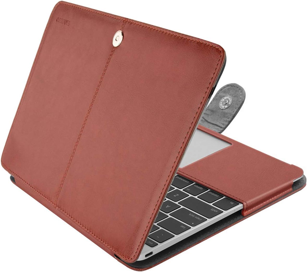 Brown PU Leather Book Folio Case for MacBook 12 inch A1534 B1843