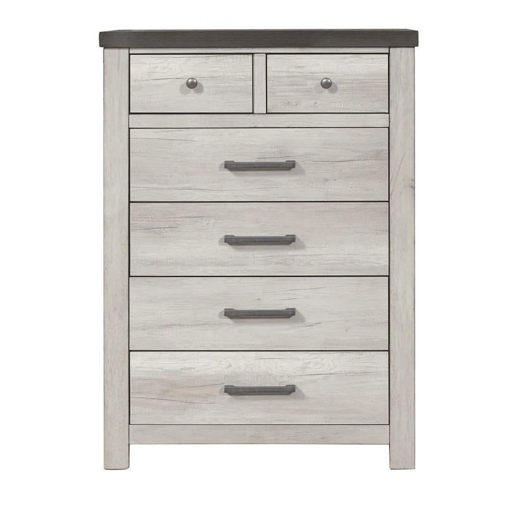 Gray 6 Drawer Wood Chest M507