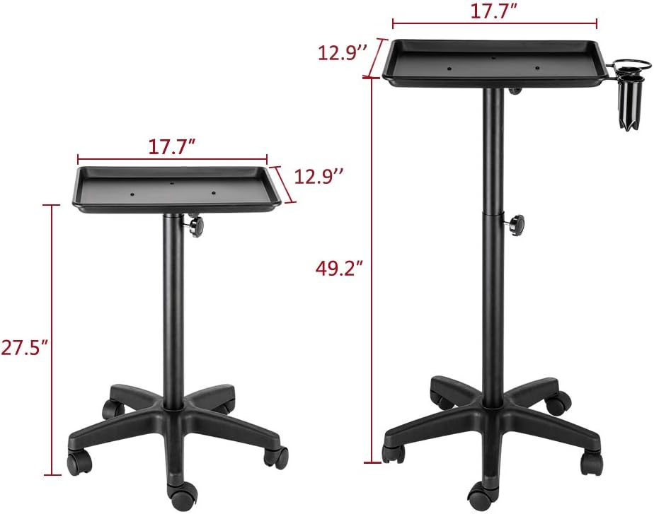 Salon Rolling Color Tray Cart on Wheels with Accessory Caddy C10574