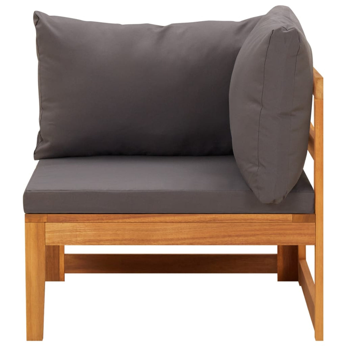 3 Piece Dark Gray Cushioned Corner Sofa and Table Acacia Wood Sectional Outdoor Furniture Set L630654