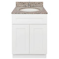 White Vanity with Burlywood Granite Top and Faucet B692854