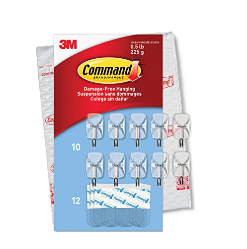Clear Wire Toggle Hooks, 10 Hooks and 12 Adhesive Strips F9617