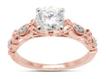 10K Solid Rose Gold Moissanite Solitaire Filigree Engagement Ring P3496
