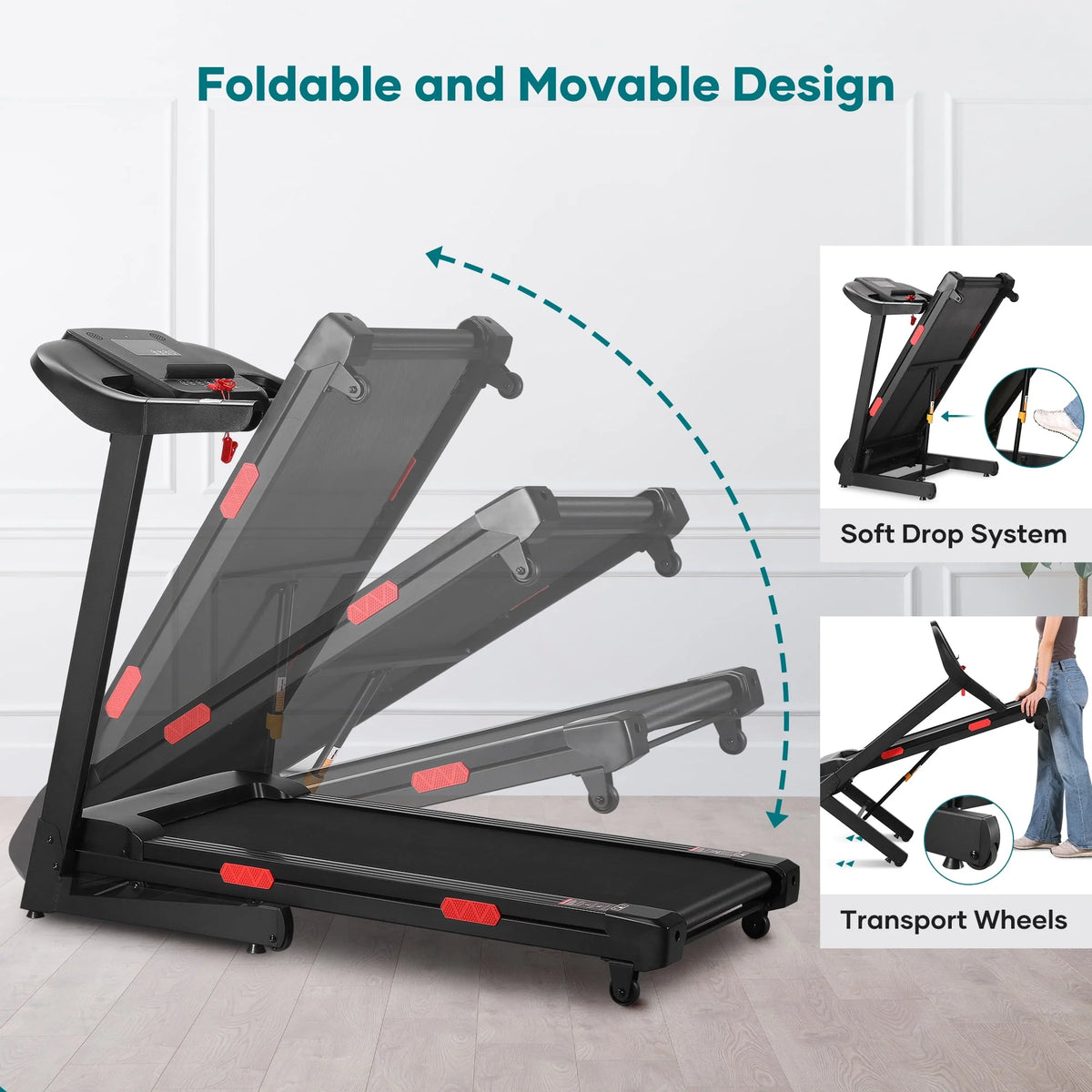 17 Wide Electric Folding Treadmill with Auto Incline I1637
