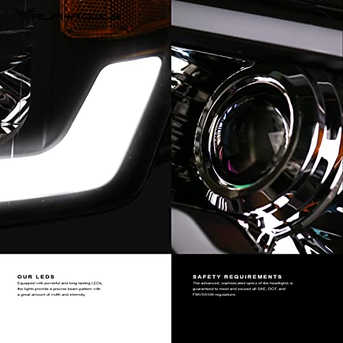 Black Amber Crystal Headlights With LED Light Bar K974