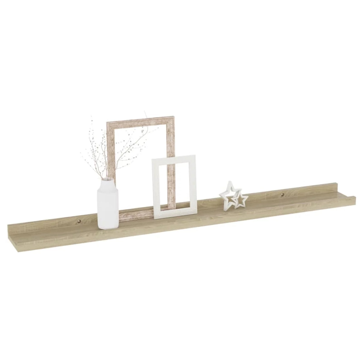 2 Piece MDF Floating Shelves Sonoma Oak 31.5 x 3.5 x 1.2 Inches N396000