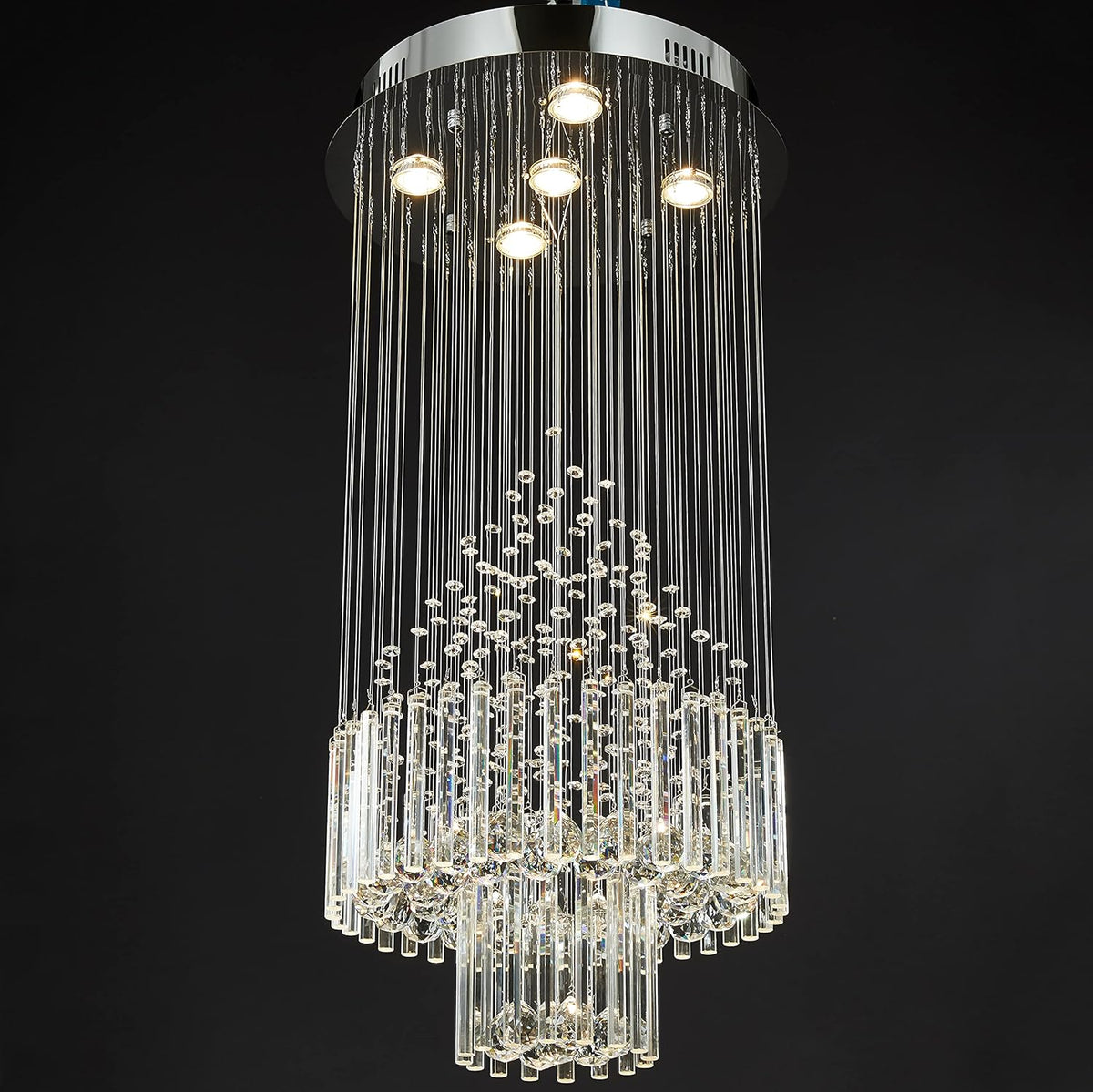 Crystal Raindrop 5-Lights Flush Mount Chandelier M810189