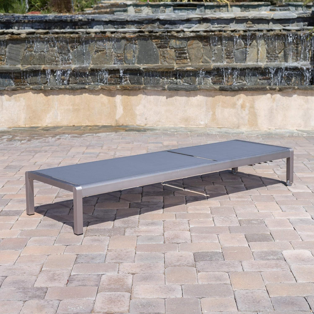 Silver / Dark Grey Outdoor Mesh Chaise Lounge G471