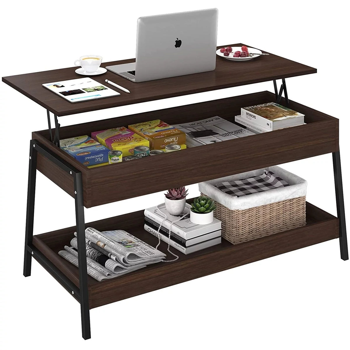 Lift Top Coffee Table with Storage Shelves Q4547